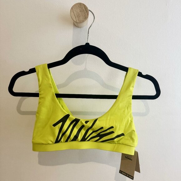 NWT Size S Nike Multi Logo Scoop Neck Bikini Top Swimsuit Small Bathing Suit - Picture 3 of 4